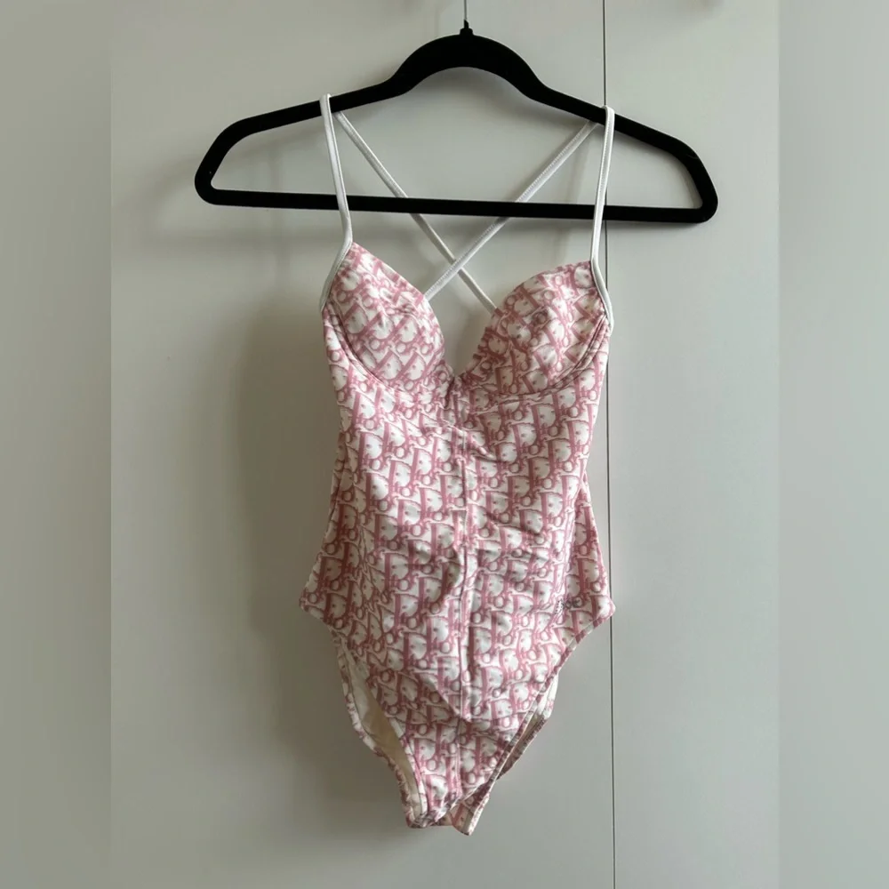 Dior pink monogram logo one piece swimsuit - Picture 1 of 2